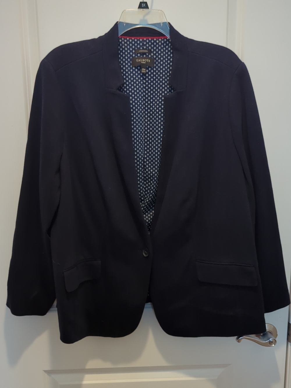 NWOT Talbots Dark Navy Aberdeen Single-Button Blazer Size 24w